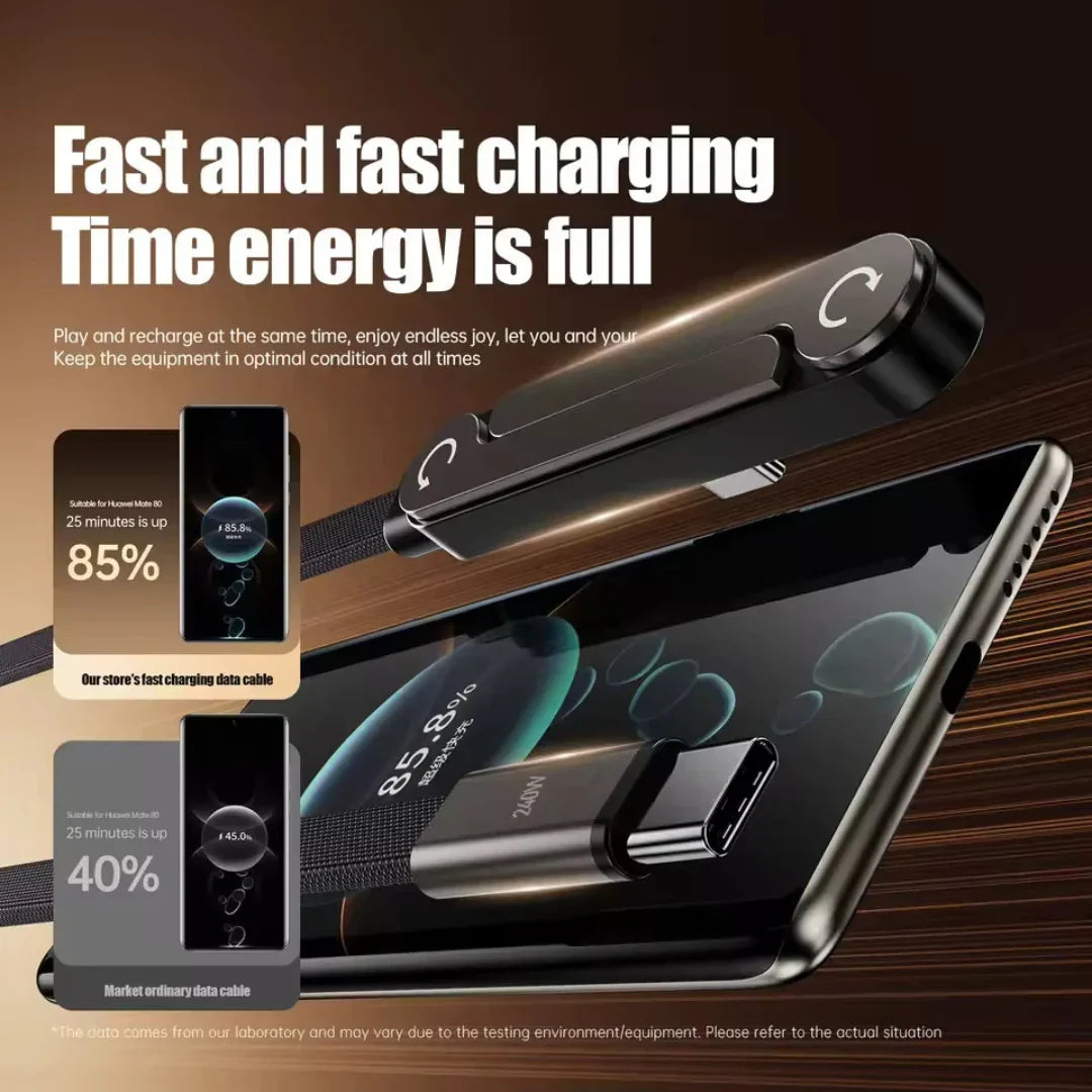 2-in-1 USB-C Fast Charging Cable with Foldable Phone Stand (240W)