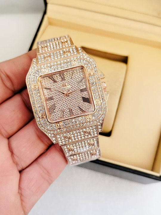 Luxury Black & Silver Crystal Watch for Women