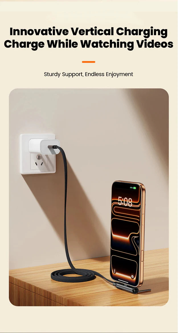 2-in-1 USB-C Fast Charging Cable with Foldable Phone Stand (240W)