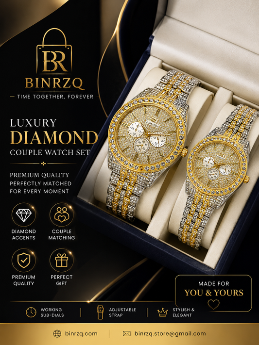 Luxury Diamond Couple Watch Set