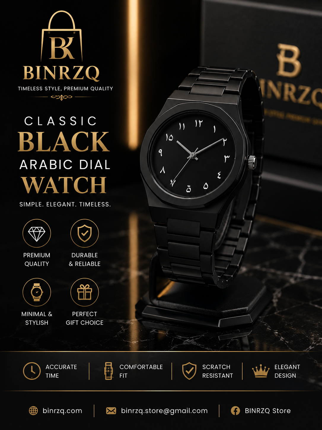 Black Aura Watch – Premium Analog Watch for Men & Women